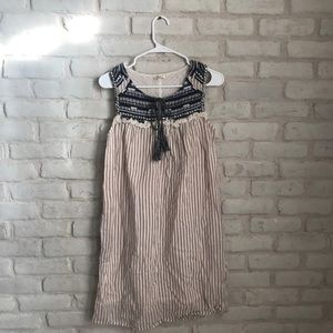 Spense Sleeveless Dress Detail Top Striped Bottom